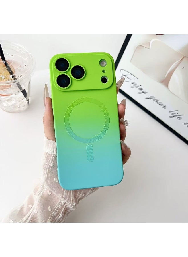 HYH Gradient Liquid Silicone MagSafe Case for iPhone 17 Pro Max, Built-in Lens Protector Film, Magnetic Adsorption Shockproof Per with Camera Protectionhone Cov - Image 2