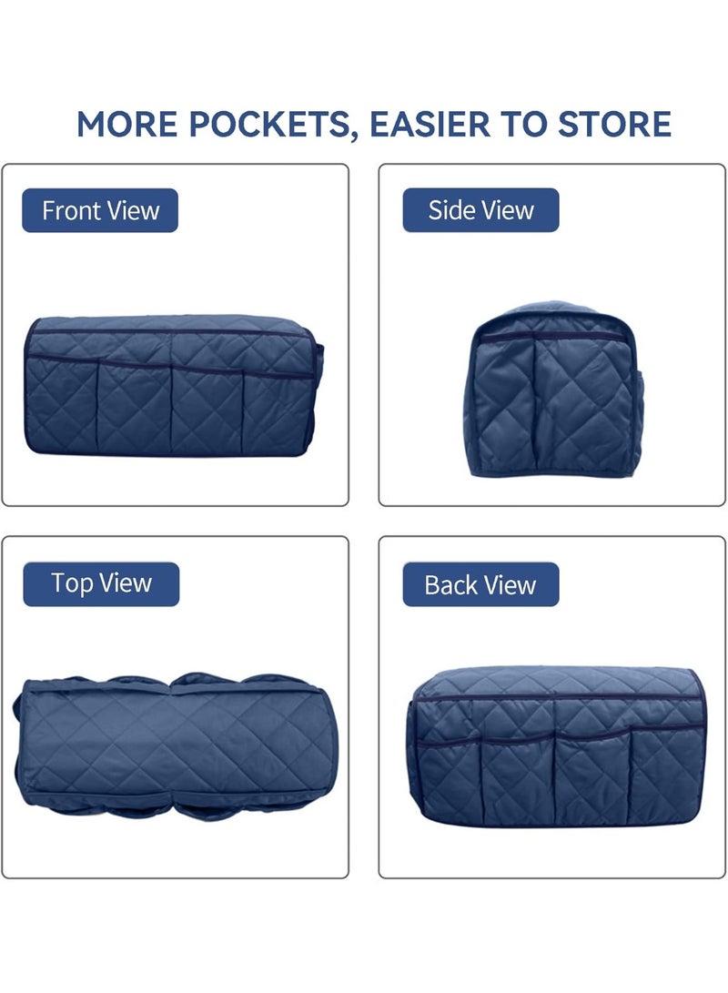NANAO Armchair Caddy, Waterproof Sofa Armrest Organizer, Non Slip Recliner Organizer, Remote Holder for Recline, Recliner Caddy with 14 Pockets Storage for TV Remote, Phone, Magazine (Blue) - Image 5