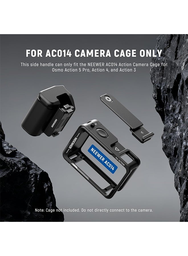 NEEWER AC034 Side Handle Only for AC014 Cage Compatible with DJI Osmo Action 5 Pro/4/3, Modular Quick Release Magnetic Action Camera Mount Adapter with Grip & Cold Shoe Shutter Extender Bar, Black - Image 2