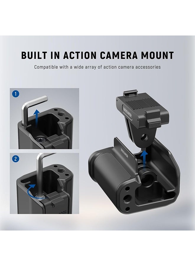 NEEWER AC034 Side Handle Only for AC014 Cage Compatible with DJI Osmo Action 5 Pro/4/3, Modular Quick Release Magnetic Action Camera Mount Adapter with Grip & Cold Shoe Shutter Extender Bar, Black - Image 3