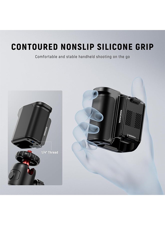 NEEWER AC034 Side Handle Only for AC014 Cage Compatible with DJI Osmo Action 5 Pro/4/3, Modular Quick Release Magnetic Action Camera Mount Adapter with Grip & Cold Shoe Shutter Extender Bar, Black - Image 4