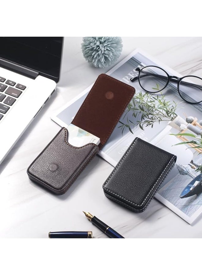 Ocadux Leather business card holder case for men and women pocket wallet name card case with magnetic closure holds 25 cards - Image 3