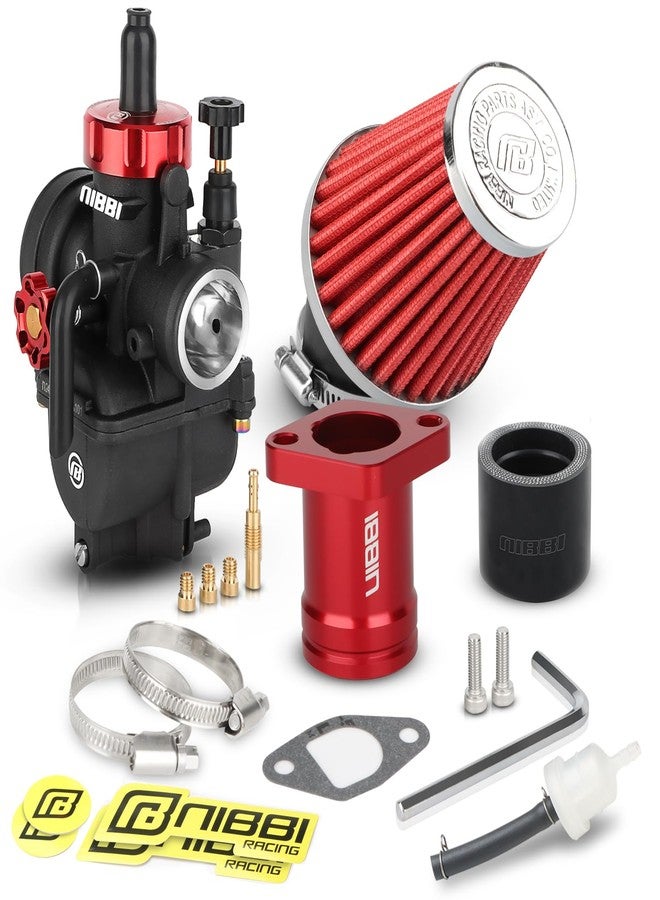 NIBBI PE24mm Carburetor Kit for Predator 212,Upgrade for Coleman Predator 196cc 212cc 224cc Engine Performance Parts with Intake Manifold 48mm Air Filter(Red) - Image 1
