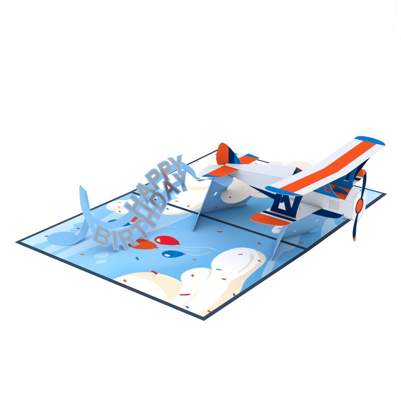 Lovepop Happy Birthday Pop-Up Card for Her, Him, Girls, Boys - 3D Greeting Cards - Plane Awesome Day - 5" x 7" - Blank Notecard & Envelope Included - Image 2