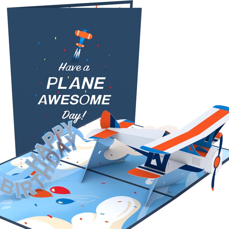 Lovepop Happy Birthday Pop-Up Card for Her, Him, Girls, Boys - 3D Greeting Cards - Plane Awesome Day - 5" x 7" - Blank Notecard & Envelope Included - Image 1