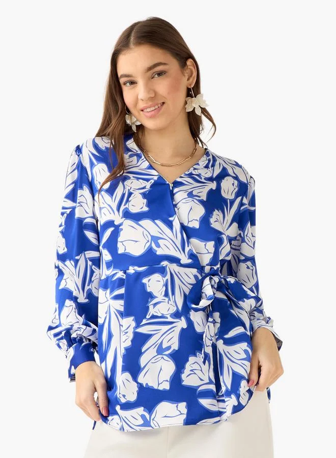Iconic Iconic Wrap Top with Floral Print