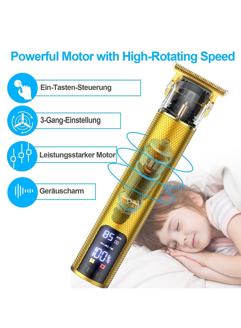 كاست ويف ماكينة تشذيب اللحية للرجال، ماكينة قص الشعر الكهربائية القابلة لإعادة الشحن مع شاشة LCD، ماكينة تشذيب دقيقة من التيتانيوم على شكل حرف T للعائلات والحلاقين، هدية مثالية - Image 5