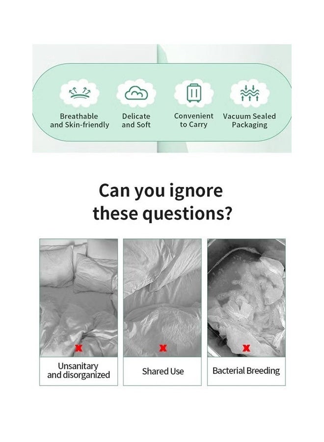 جيفت ملاءات سرير صغيرة للاستخدام مرة واحدة للسفر، طقم ملاءات سرير قطنية صغيرة للاستخدام مرة واحدة مع أربع قطع من غطاء اللحاف وغطاء الوسادة، مما يوفر غطاء سرير عمليًا لرحلاتك ومستلزمات الفنادق. - Image 3