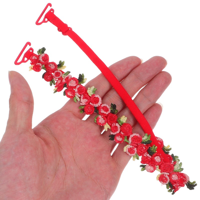 🌱 أشرطة حمالة صدر مطرزة بالدانتيل بتصميم زهور - Image 2