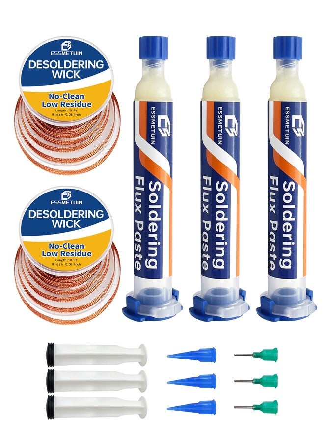 Essmetuin Solder Wick and Soldering flux for Electronics Repair, No Clean Flux, Solder Removal Kit - Image 1