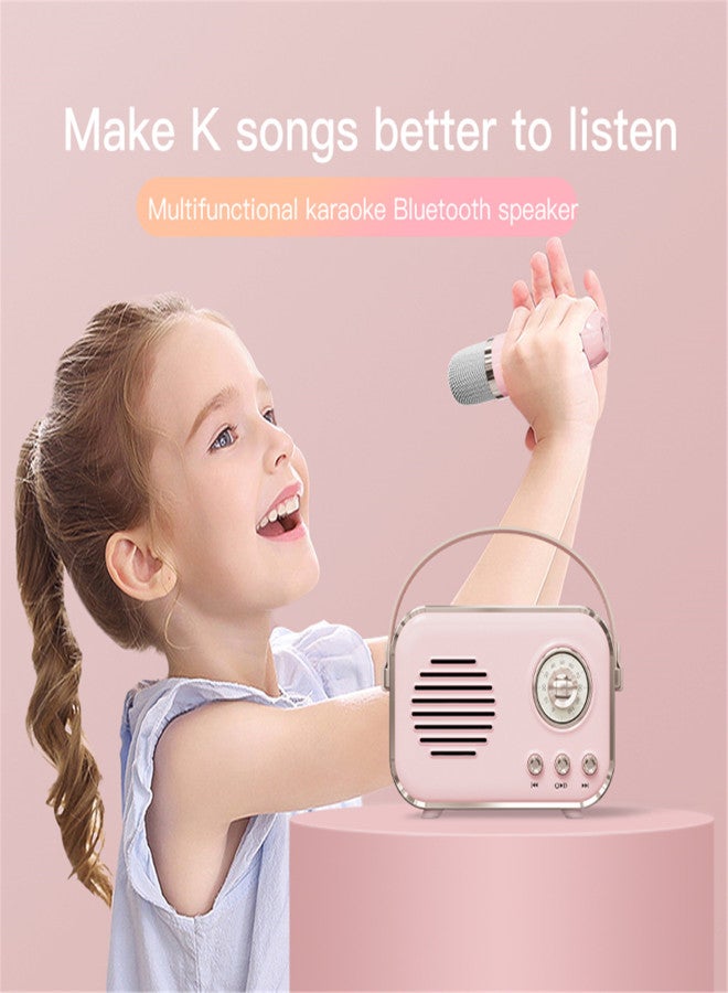 Retro mini speaker portable wireless Bluetooth speaker microphone outdoor karaoke all-in-one machine mini HIFI subwoofer small speaker gift ornament - Image 5