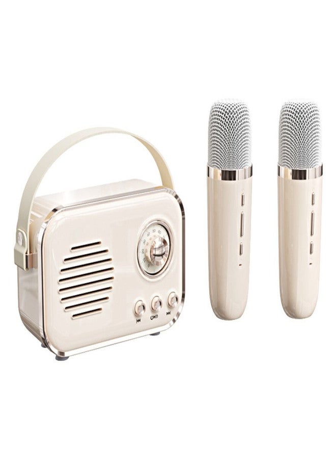 Retro mini speaker portable wireless Bluetooth speaker microphone outdoor karaoke all-in-one machine mini HIFI subwoofer small speaker gift ornament - Image 1