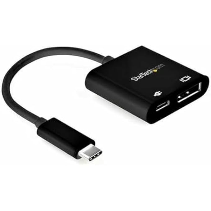Startech.com .COM USB C TO DISPLAYPORT ADAPTER WITH POWER DELIVERY - 8K 60HZ /4K 120HZ USB TYPE C TO DP 1.4 VIDEO CONVERTER W/ 60W PD PASS-THROUGH CHARGING - HBR3 - THUNDERBOLT 3 COMPATIBLE (CDP2DP14UCPB) - Image 1