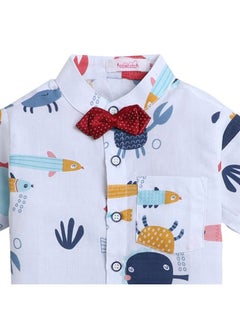 Hopscotch Hopscotch Boys Cotton Animal Print Shirt And Shorts Set In White Color For Ages 3-4 Years (HSP-3964138)  - Image 3