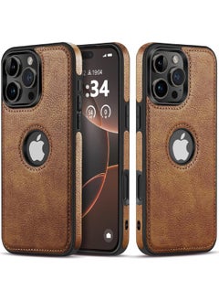Mikki iPhone 16 Pro Case, Vegan Leather Protective Case for iPhone 16 Pro 6.3", Luxury, Elegant and Beautiful Design Business Cover, Non-Slip Vintage Looking Perfect Leather Cover (Brown)  - Image 1