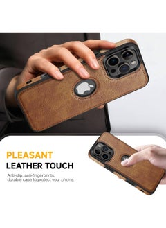 Mikki iPhone 16 Pro Case, Vegan Leather Protective Case for iPhone 16 Pro 6.3", Luxury, Elegant and Beautiful Design Business Cover, Non-Slip Vintage Looking Perfect Leather Cover (Brown)  - Image 3