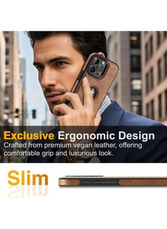 Mikki iPhone 16 Pro Case, Vegan Leather Protective Case for iPhone 16 Pro 6.3", Luxury, Elegant and Beautiful Design Business Cover, Non-Slip Vintage Looking Perfect Leather Cover (Brown)  - Image 2
