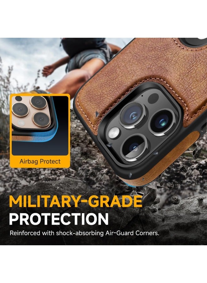 Mikki iPhone 16 Pro Case, Vegan Leather Protective Case for iPhone 16 Pro 6.3", Luxury, Elegant and Beautiful Design Business Cover, Non-Slip Vintage Looking Perfect Leather Cover (Brown) - Image 4