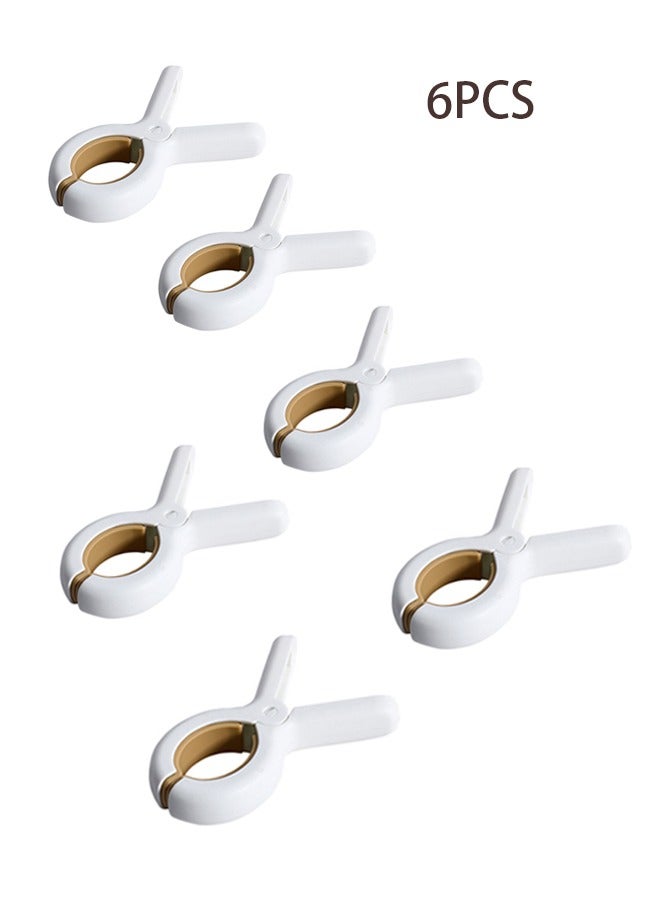 6PCS Towel Clips for Sun Loungers, Large Beach Towel Clips, Strong Grip Clothes Pegs, Non-slip Towel Pegs for Sun Lounger Washing Line Laundry Pool Chairs Sunbeds (White)  - Image 1