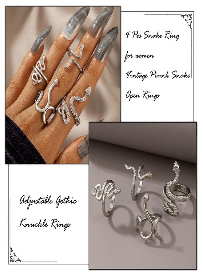 Dcfywl731 Snake Ring for Women Adjustable Vintage Stackable Reptile Serpent Rings Punk Goth Jewelry Halloween Medusa Costume Accessories - Image 2