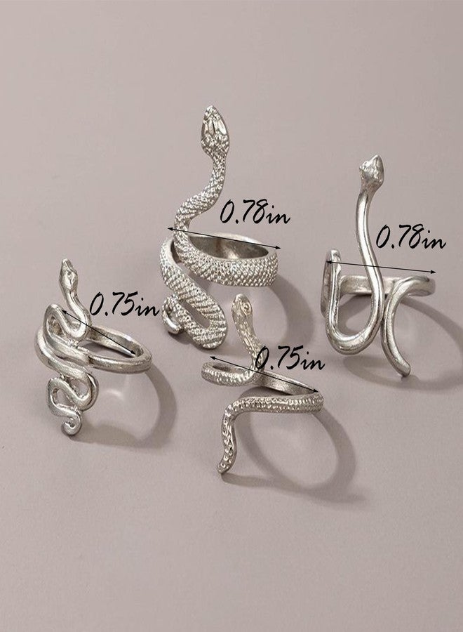 Dcfywl731 Snake Ring for Women Adjustable Vintage Stackable Reptile Serpent Rings Punk Goth Jewelry Halloween Medusa Costume Accessories - Image 4