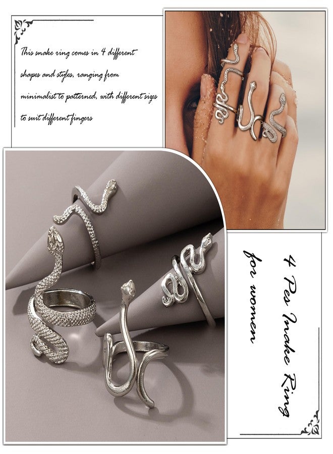 Dcfywl731 Snake Ring for Women Adjustable Vintage Stackable Reptile Serpent Rings Punk Goth Jewelry Halloween Medusa Costume Accessories - Image 5