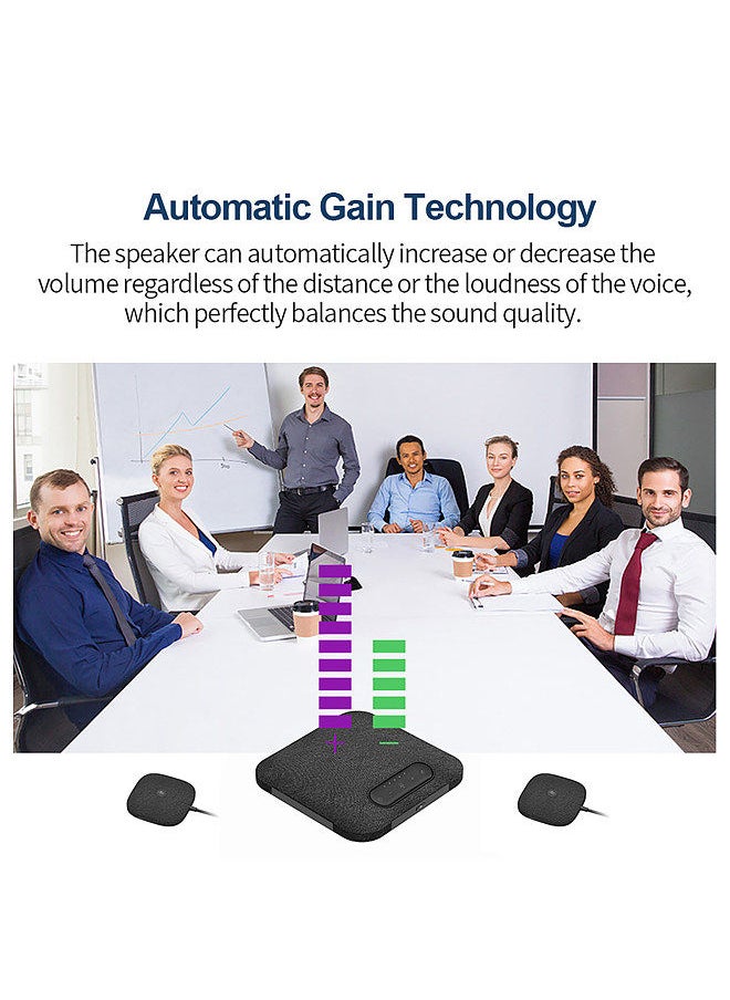 Generic - Desktop USB Wireless BT Conference Speakerphone Built-in 4 Microphones Hi-Fi Speaker 2 Extension Mic 360° Voice Pickup Noise Canceling Function - Image 1