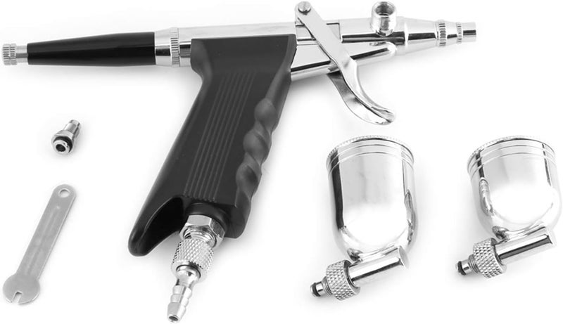 GLOGLOW Airbrush Kit for Art Painting, Trigger Design, 2 Cups Side Feed Spray Gun, 0.3mm Nozzle for Cake Decorating and Tattoo Makeup - Image 1