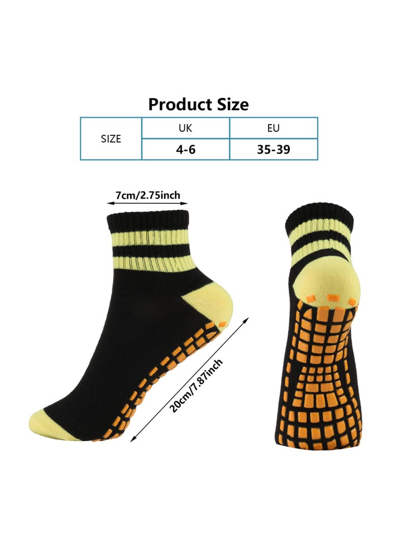 كوينج 5 Pairs Non Slip Yoga Socks for Women, Grips Socks, Anti Slip Skid Socks Grip Socks, Cotton Slipper Socks, Pilates Socks, Non Slip Grip Socks for Yoga, Ballet Barre, Pilates, Workout Sports - Image 2