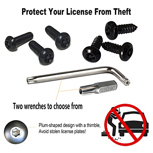 Aootf Black Anti Theft License Plate Screws- Stainless Steel Rustproof Security Bolts Fasteners for Front Rear Car Tag Mount- M6 (1/4") Locking Hardware, with Matte Caps Inserts Nuts, Rattle Proof Pad - Image 3