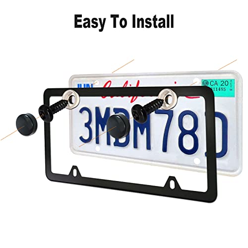 Aootf Black Anti Theft License Plate Screws- Stainless Steel Rustproof Security Bolts Fasteners for Front Rear Car Tag Mount- M6 (1/4") Locking Hardware, with Matte Caps Inserts Nuts, Rattle Proof Pad - Image 4