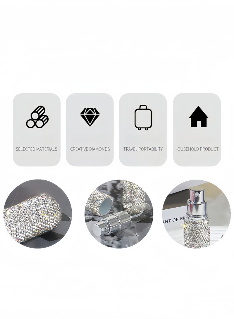 Mini Refillable Perfume Atomizer, Rhinestone Empty Portable Spray Bottle, Cosmetic Perfume Essential Oil Bottle, Travel Perfume Bottle, Bling Glitter Spray Bottles, 10ml Crystal Perfume Bottle - Image 4