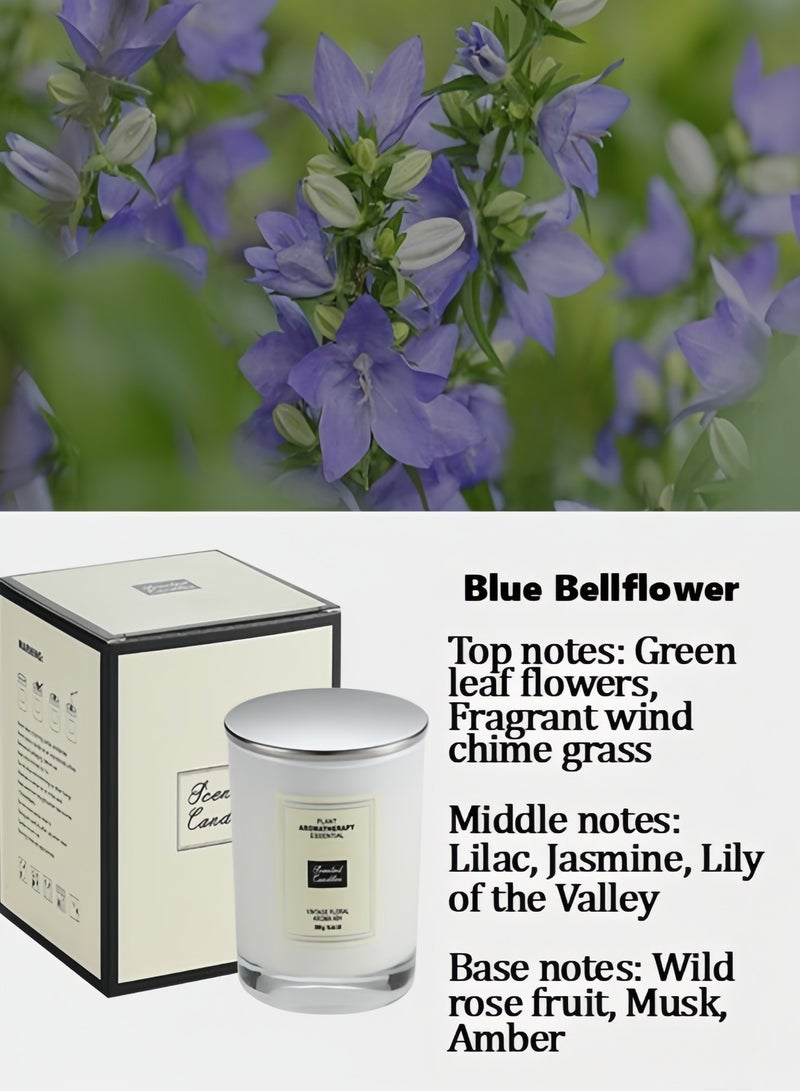 Scented Candles Gift Set for Women,200g 100% Natural Ingredients Aromatherapy Candle for Home Scented,Natual Soy Candles Gifts for Anniversary, Birthday, Mother's Day, Bath,Spa, Meditation (200g White Cup) Cultivation Atmosphere -Blue Bellflower  - Image 1