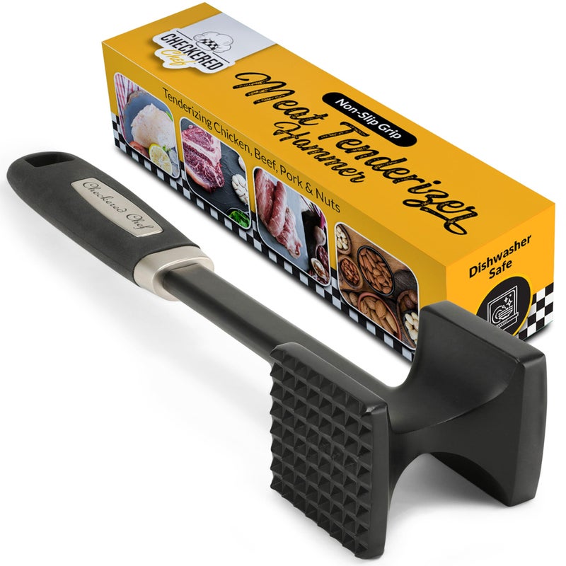 Checkered Chef ï»¿ï»¿Checkered Chef Meat Tenderizer Tool - Dishwasher Safe Metal Kitchen Mallet for Tenderizing Chicken, Beef, Pork & Nuts with Non-Slip Grip - Image 1