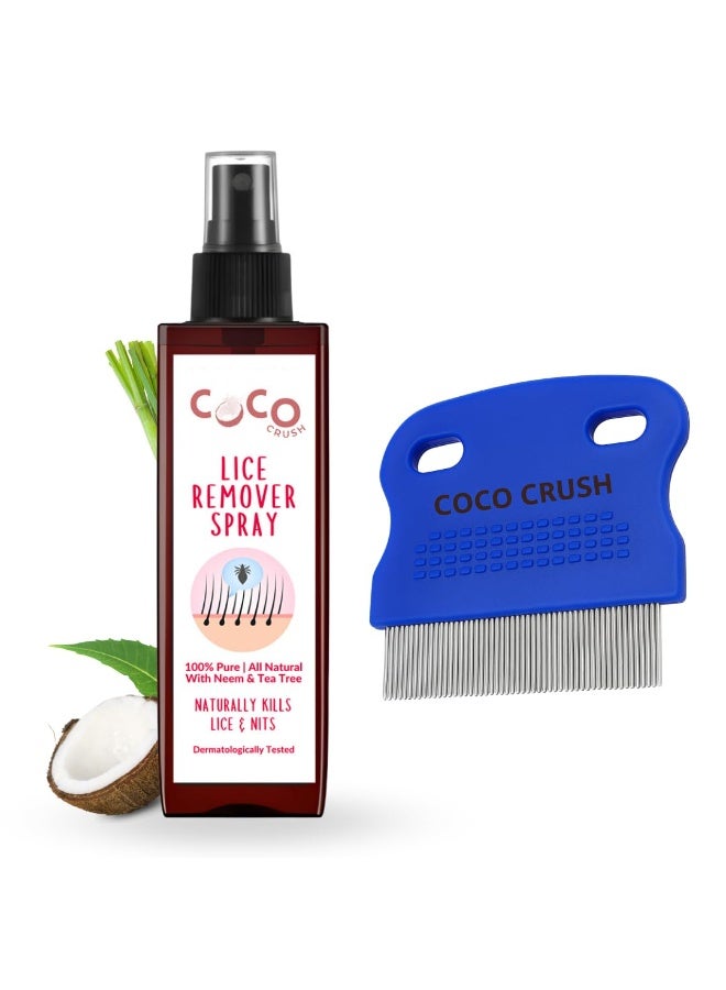 Coco Crush بخاخ كوكو كراش الأيورفيدي المضاد للقمل | يقضي على بيض القمل والصئبان بشكل طبيعي | النيم وشجرة الشاي والكافور | خالٍ من كبريتات لوريل الصوديوم والبارابين | مُختَبَر من قِبَل أطباء الجلدية | آمن للأطفال | مشط قصير من الفولاذ المقاوم للصدأ مجاناً | ٢٠٠ مل - Image 1
