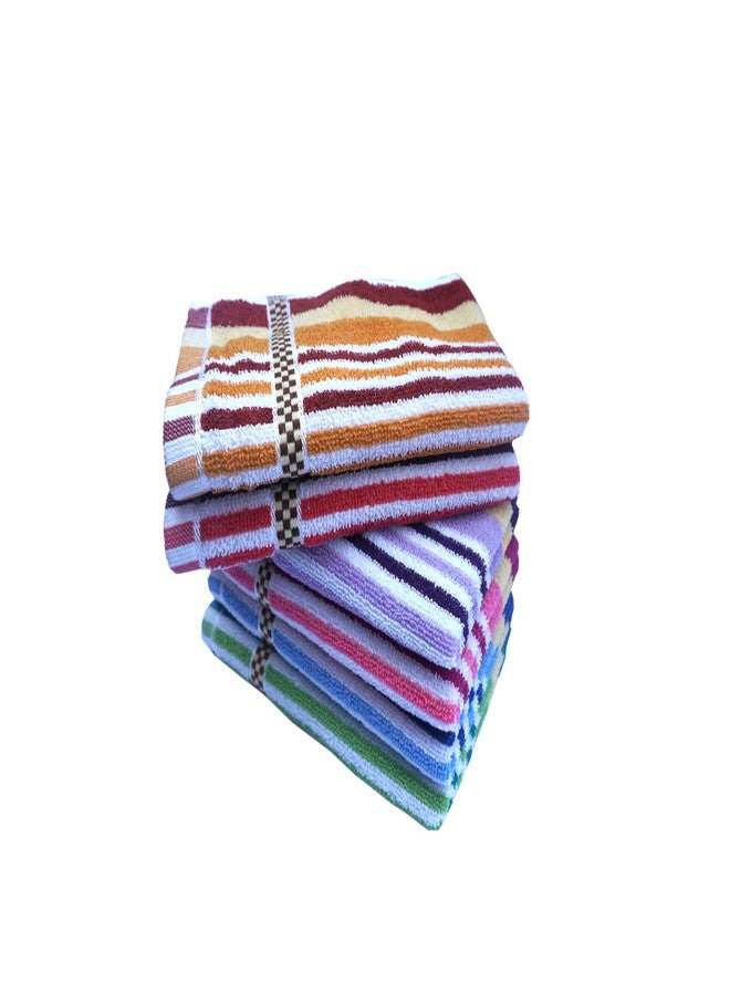 Space Fly Striped Cotton 450 GSM Hand Towels for Kitchen Cleaning and Quick Drying of Plates and Glasses (Multi Color) (Size: 11X17) (Set of 6) - Image 1
