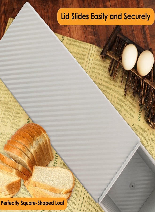 Spmarkt Premium Beige 13-inch Pullman Loaf Pan with Lid, 2.2 lb Sandwich Loaf Pan for Homemade Bread, PFTE and PFOA-Free Non-Stick Rectangle Bread Pan, Safe and Healthy, Easy to Clean - Image 5