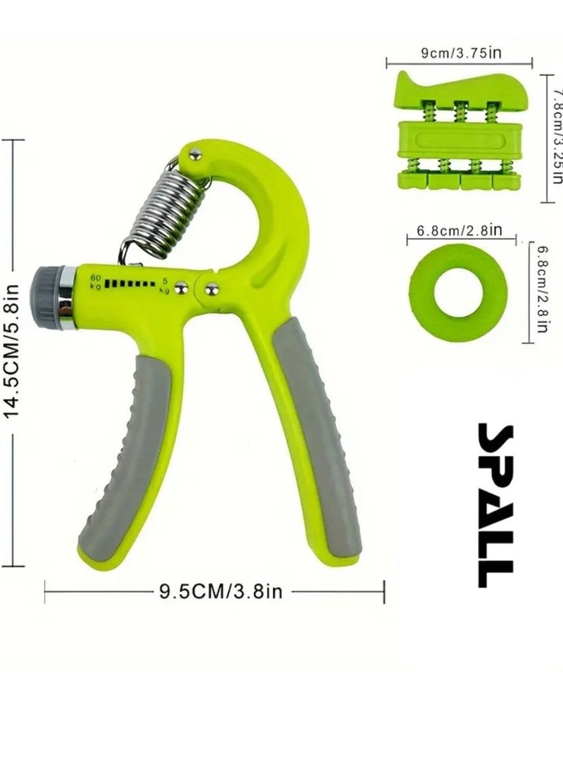 Spall 3-Piece Grip Strength Trainer Set – Adjustable Hand Grip Exerciser, Finger Stretcher, and Ring Strengthener for Hand, Finger, and Forearm Workout – Ideal for Athletes, Musicians, and Rehabilitation - Image 1