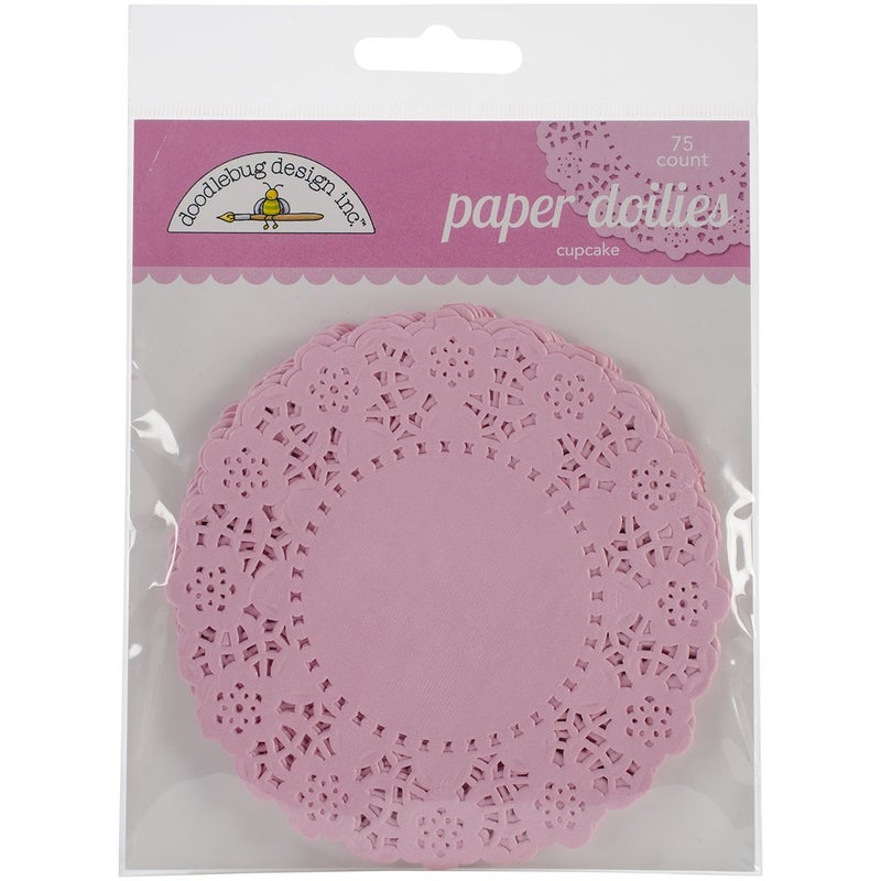 Doodlebug Cupcake Doilies 45Inch 75Pack Pink