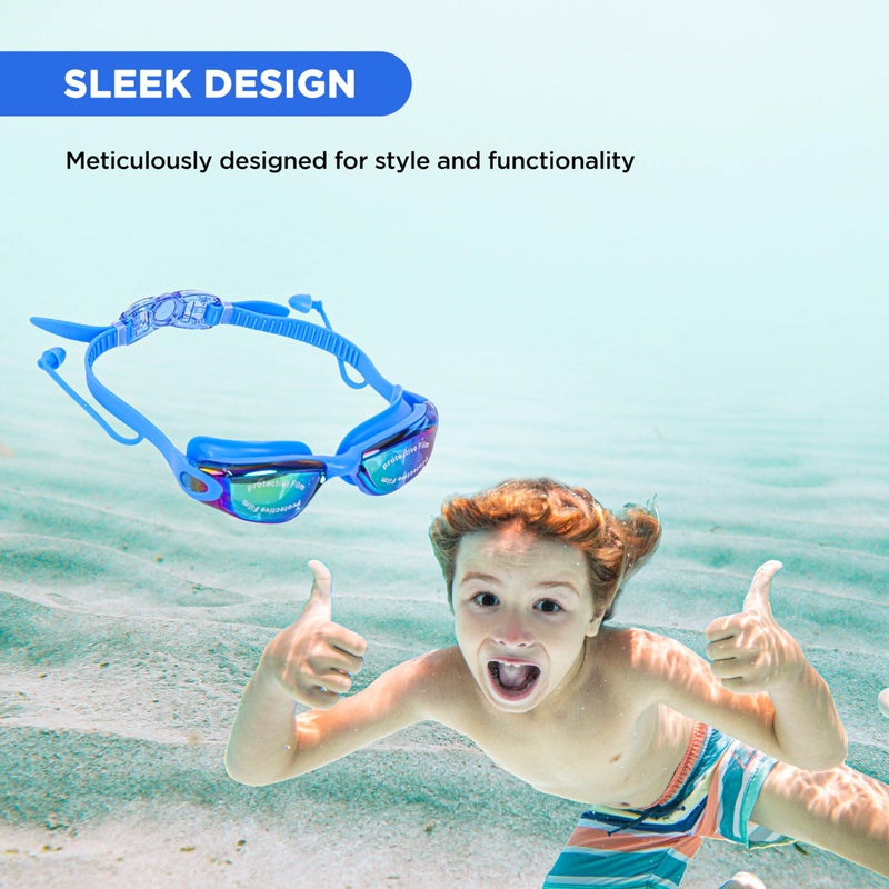 Endless EL1005 Stylish Swimming Goggle with Anti-Fog and UV Protection | Blue | Attached Ear Buds and Adjustable Strap | Soft Silicone Gasket for Leak Proof | With Hard Case - Image 5