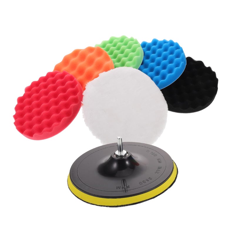 7 Pcs Car Polishing Buffing Pads Kit With 5 Inch Backing Plate And Holder - Image 2