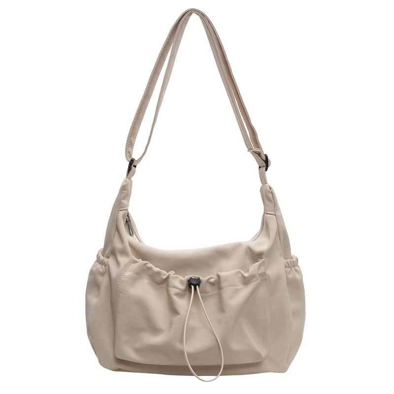 Korean Fashion Nylon Crossbody Bag 2024 New Ruffled Shoulder Bag Large Capacity Solid Color - Image 5
