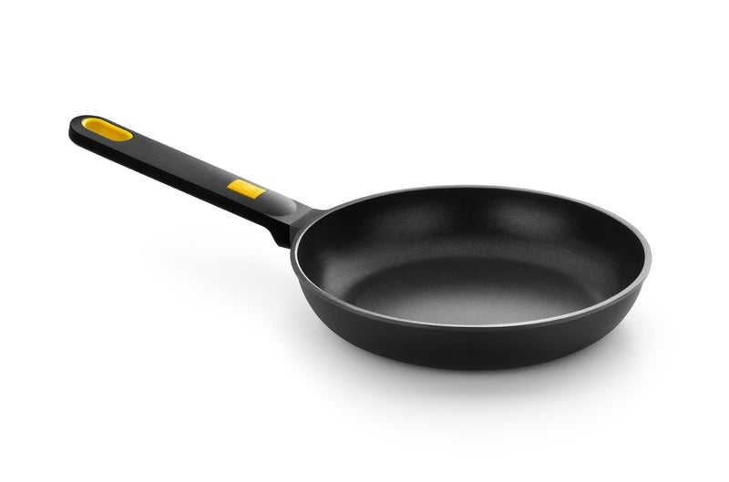 BRA Daily Pro NonStick Aluminium Frying Pan  Black  Yellow 26cm for Induction Hob  All Other Heat Sources 100 Recycled Aluminium Large Induction Frying Pan