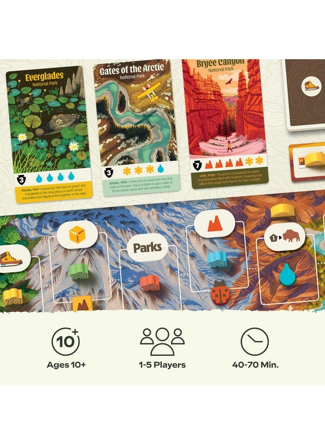 KEYMASTER GAMES ألعاب كيمستر باركس (الطبعة الثانية) | قمة ديلوكس | لعبة استراتيجية جميلة للعائلات والبالغين والأطفال أو للعب الفردي | استكشاف الطبيعة والهواء الطلق من خلال المشي في الحدائق الوطنية الأمريكية | الأعمار 10+ | 1-5 لاعبين - Image 2