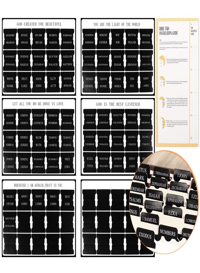 DOMMARE Bible Tabs for Men, 90 Pieces Large Print Small Bible Bookmarks Index Tabs Study Supplies Guide Kit, Black Baptism Christian Gifts for Women April Fool's Day Beginner Easy to Read - Image 5