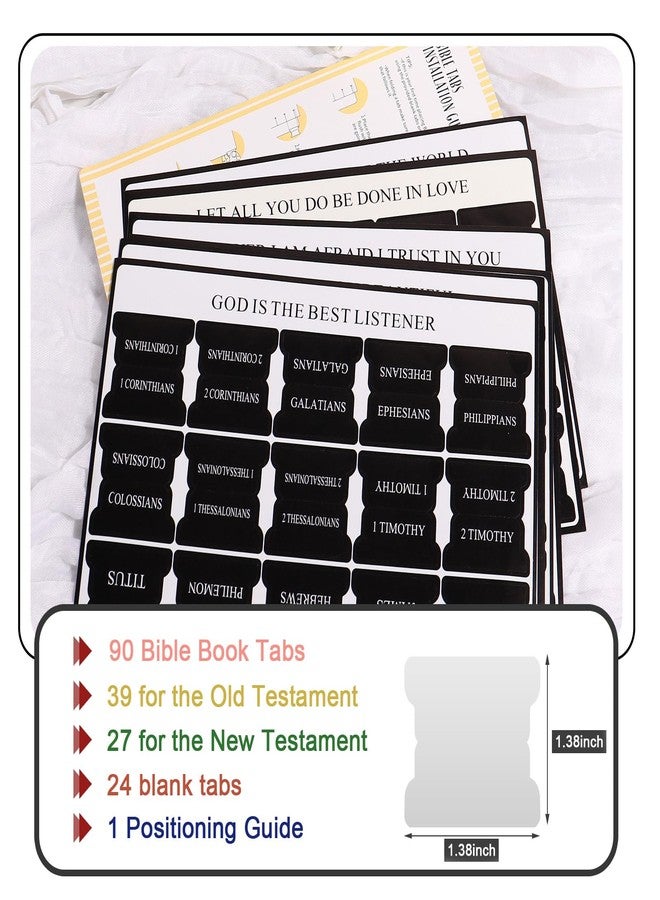 DOMMARE Bible Tabs for Men, 90 Pieces Large Print Small Bible Bookmarks Index Tabs Study Supplies Guide Kit, Black Baptism Christian Gifts for Women April Fool's Day Beginner Easy to Read - Image 4