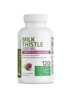 Bronson Milk Thistle 1000mg Silymarin Marianum & Dandelion Root Liver Health Support, Antioxidant Support, Detox, 120 Capsules  - Image 2