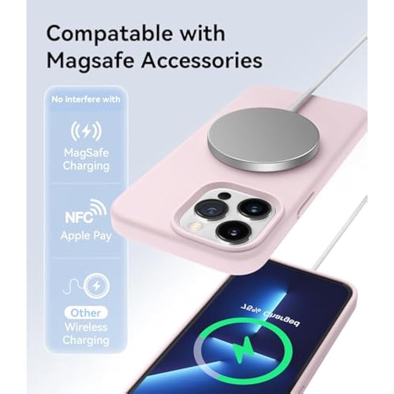 Magnetic for iPhone 13 Pro Max Phone Case, 【Compatible with MagSafe】【Military Shockproof Protection】 Silicone Case with Soft Anti-Scratch Microfiber Lining, 6.7 inch, Ice Pink - Image 4
