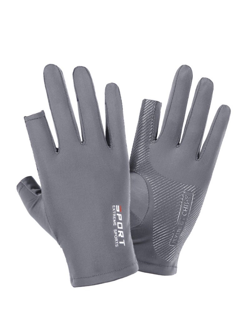 Generic Men's Gloves,Driving Gloves,Ice Silk Non-Slip Gloves,Breathable Thin High Elasticity Anti-UV Protection Gloves,Outdoor Sports Driving Riding Touch Screen Gloves, Gray  - Image 2