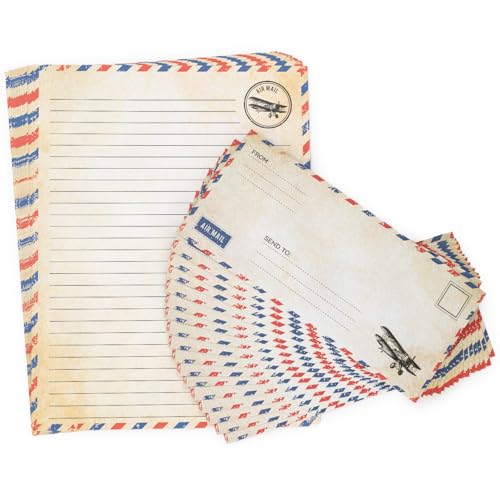 Bargain Paradise 60 Pack Airmail Paper and Envelopes Set - Blue Writing Paper for Invitations, Love Letters, Letters to Troops, Christmas Letter - 8.5 x 11 Inch - Image 1
